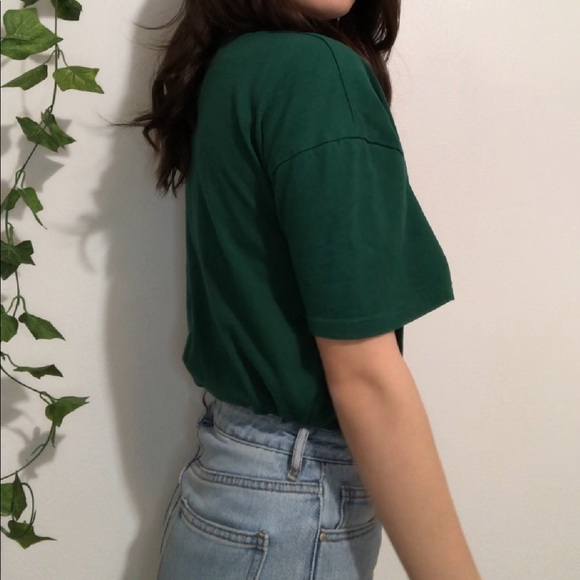 forest green boxy tee with embroidered corgi - Picture 4 of 4